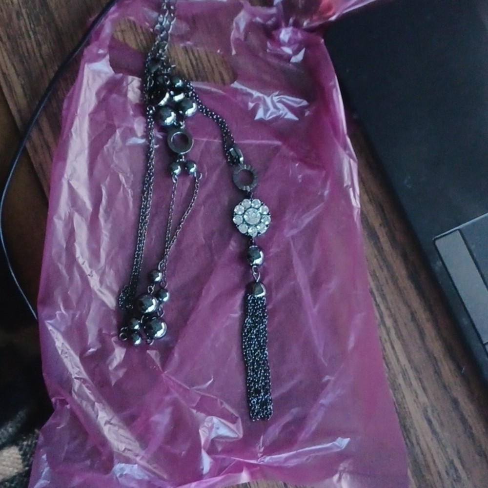 Lia Sophia 'Tussle Flapper' Gun Metal Necklace, 30"